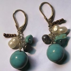 Genuine .925 Sterling Silver Pierced Dangle Earrings Czech Glass Seed Beads